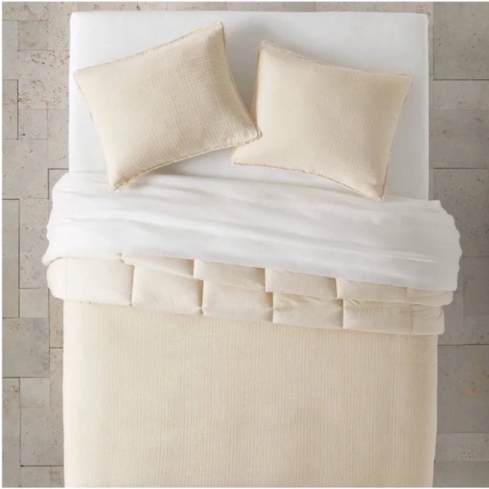 NWT King Textured Chambray Comforter & Sham Set Natural - Casaluna